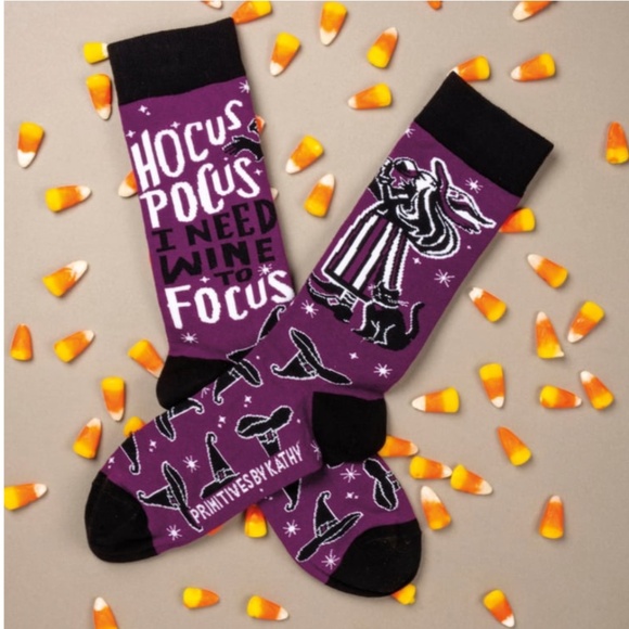 Hocus Pocus I Need Wine to Focus Socks by Primatives by Kathy - Picture 3 of 3